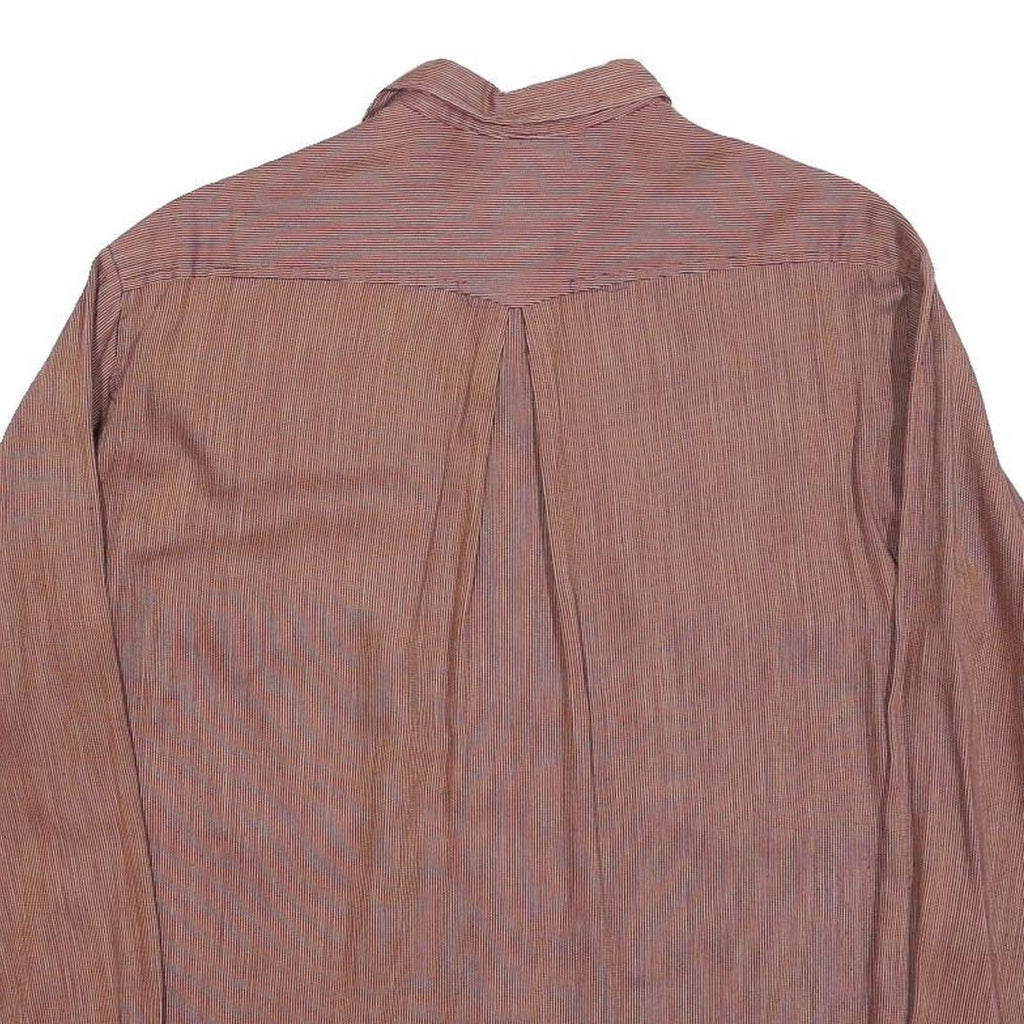 CABBY Mens Red & Blue Striped Shirt M Cotton Blend Casual Workwear Long Sleeve