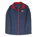 TOMMY HILFIGER Womens Navy Blue & Red Quilt Jacket S Polyester Blend Zip Casual