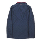TOMMY HILFIGER Womens Navy Blue & Red Quilt Jacket S Polyester Blend Zip Casual
