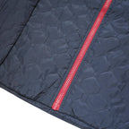 TOMMY HILFIGER Womens Navy Blue & Red Quilt Jacket S Polyester Blend Zip Casual