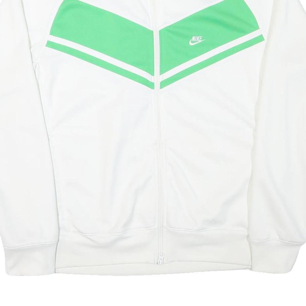 NIKE Mens White & Green Track Jacket XL Polyester Blend Zip Sportswear