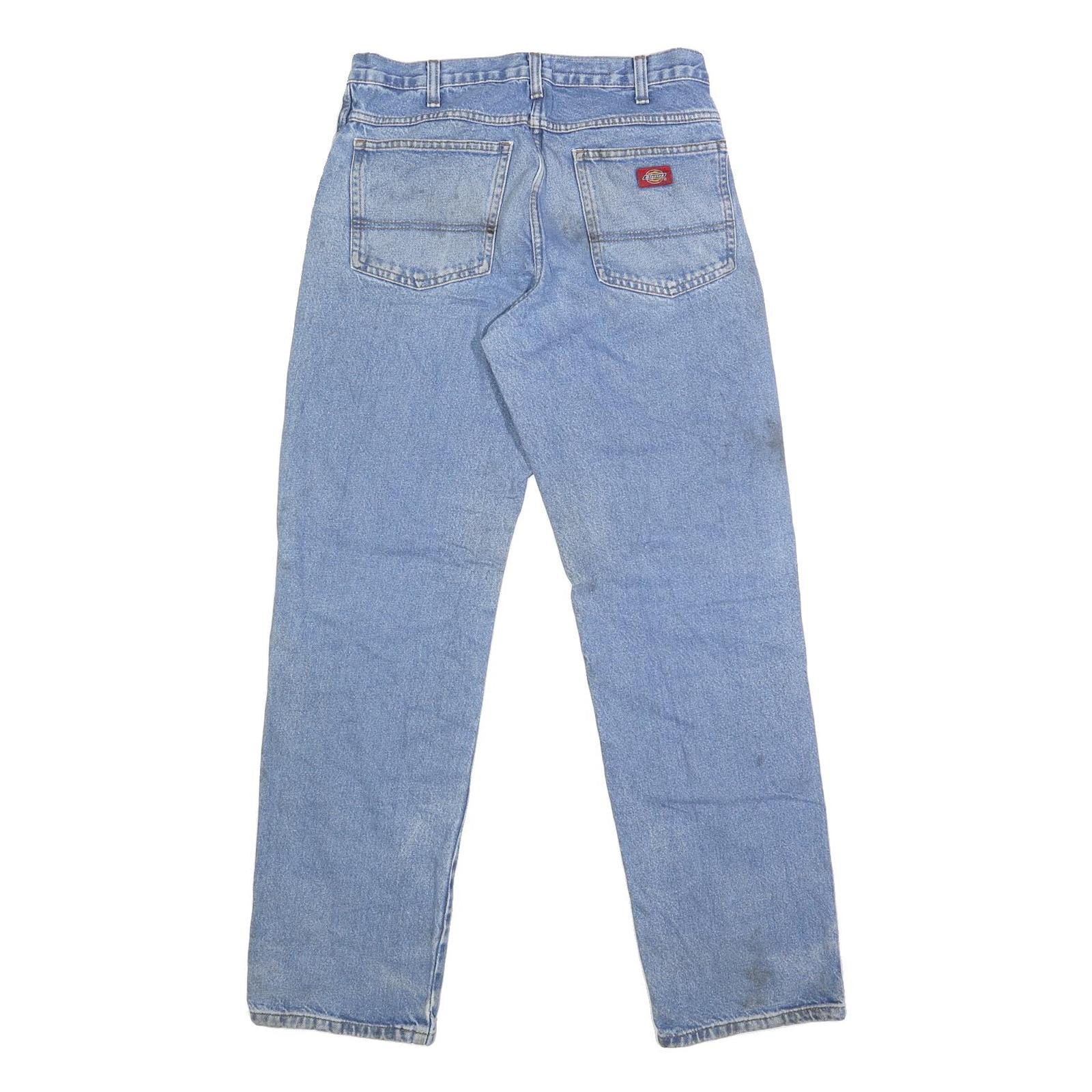 DICKIES Mens Jeans Blue Regular Straight Denim Medium W30 L33 Workwear Zip