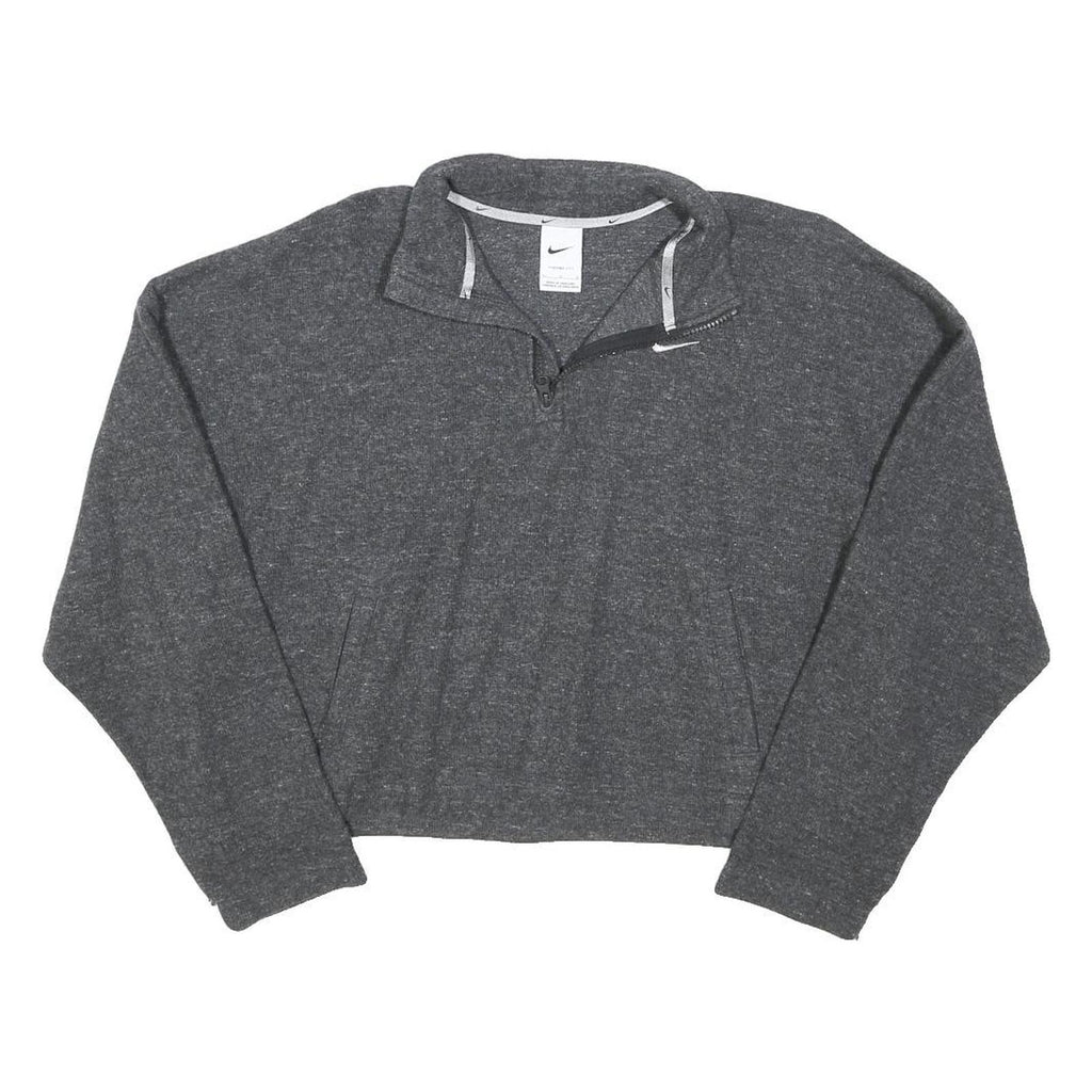 NIKE Womens Grey Plain Pullover Jumper Crew Neck Cotton Blend L