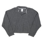 NIKE Womens Grey Plain Pullover Jumper Crew Neck Cotton Blend L