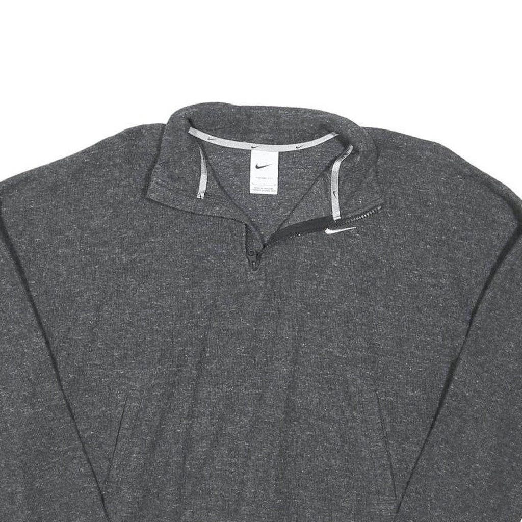 NIKE Womens Grey Plain Pullover Jumper Crew Neck Cotton Blend L