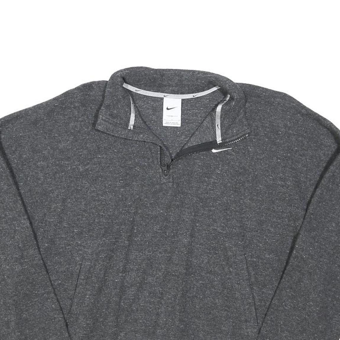 NIKE Womens Grey Plain Pullover Jumper Crew Neck Cotton Blend L