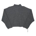 NIKE Womens Grey Plain Pullover Jumper Crew Neck Cotton Blend L