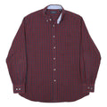 NAUTICA Mens Red & Navy Check Shirt L Button-Down Collar Long Sleeve Cotton