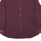 NAUTICA Mens Red & Navy Check Shirt L Button-Down Collar Long Sleeve Cotton