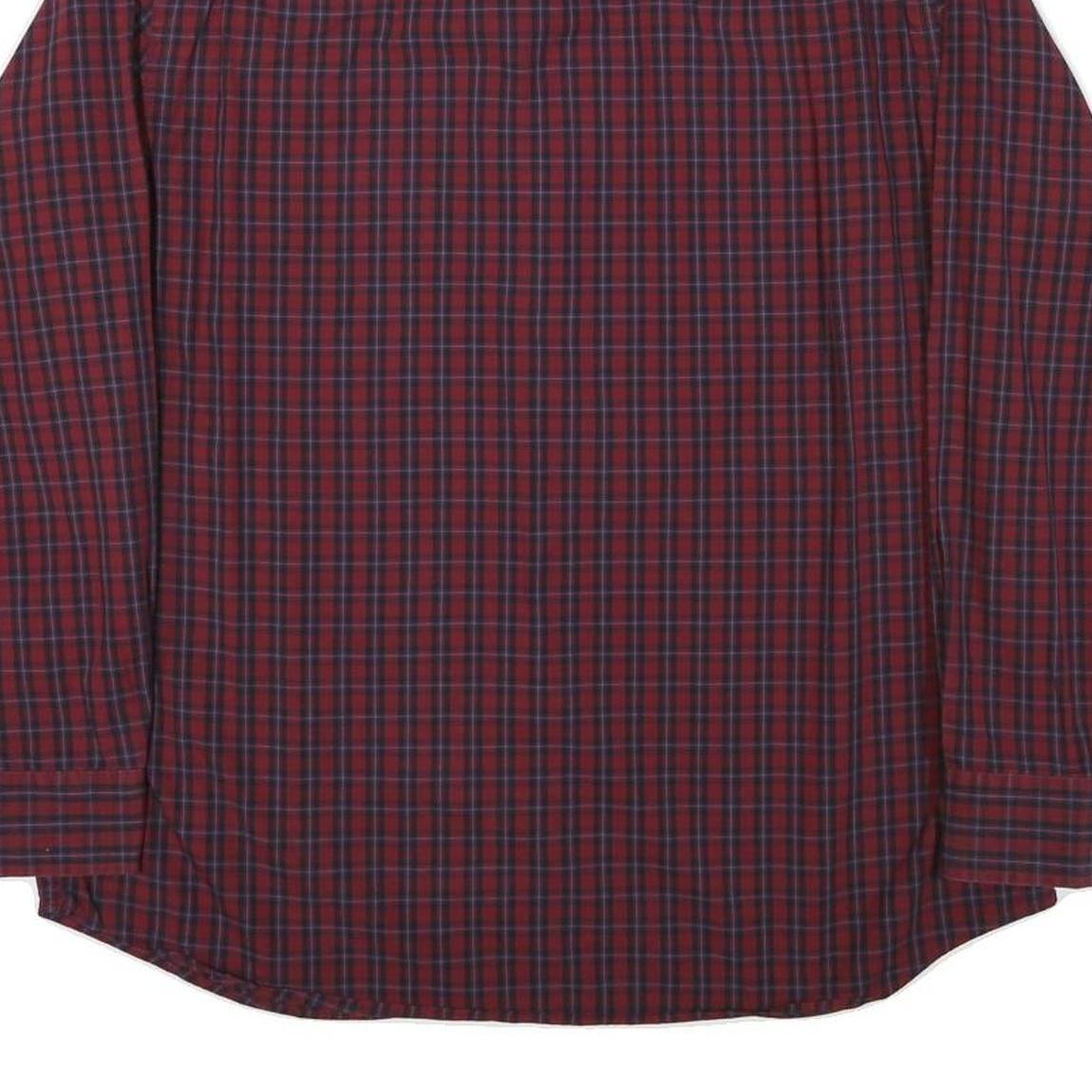 NAUTICA Mens Red & Navy Check Shirt L Button-Down Collar Long Sleeve Cotton