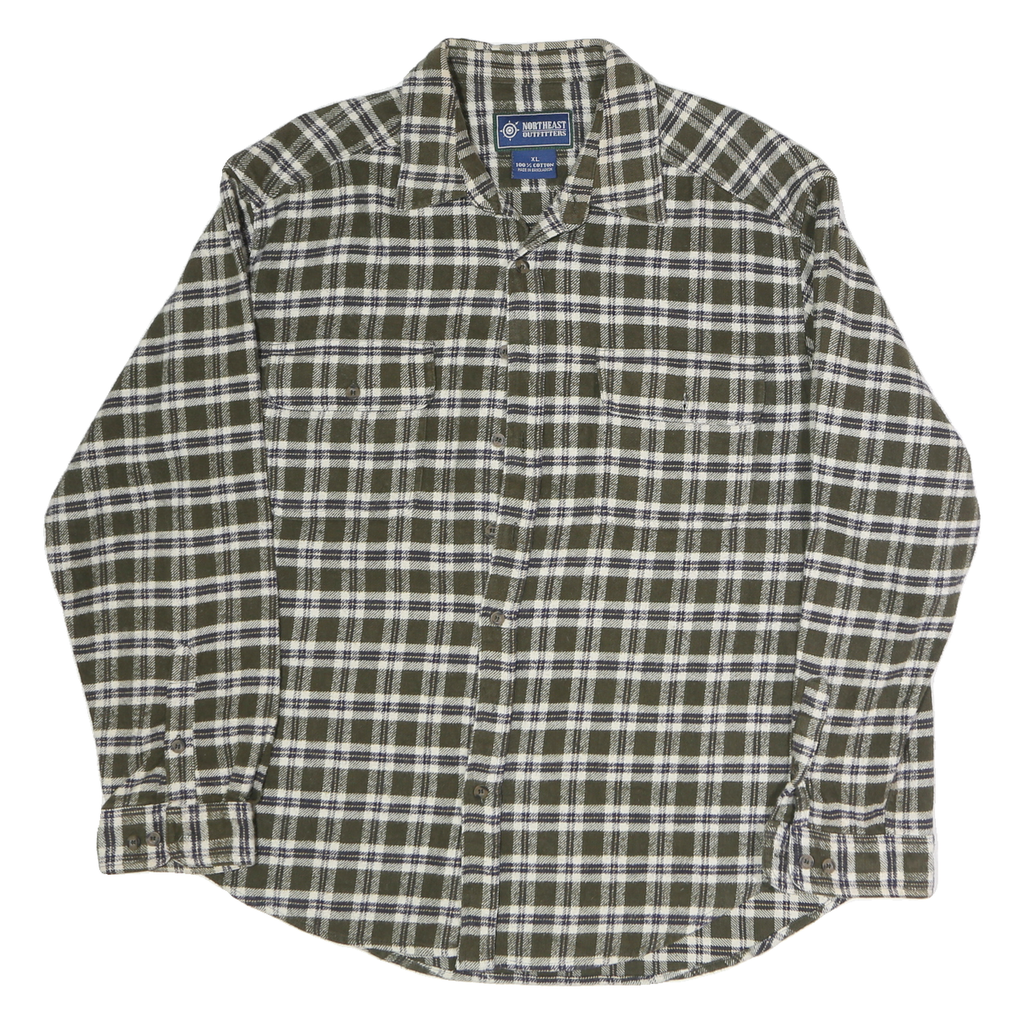 NORTHWEST OUTFITTERS Mens Green & White Check Shirt XL Casual Cotton Blend
