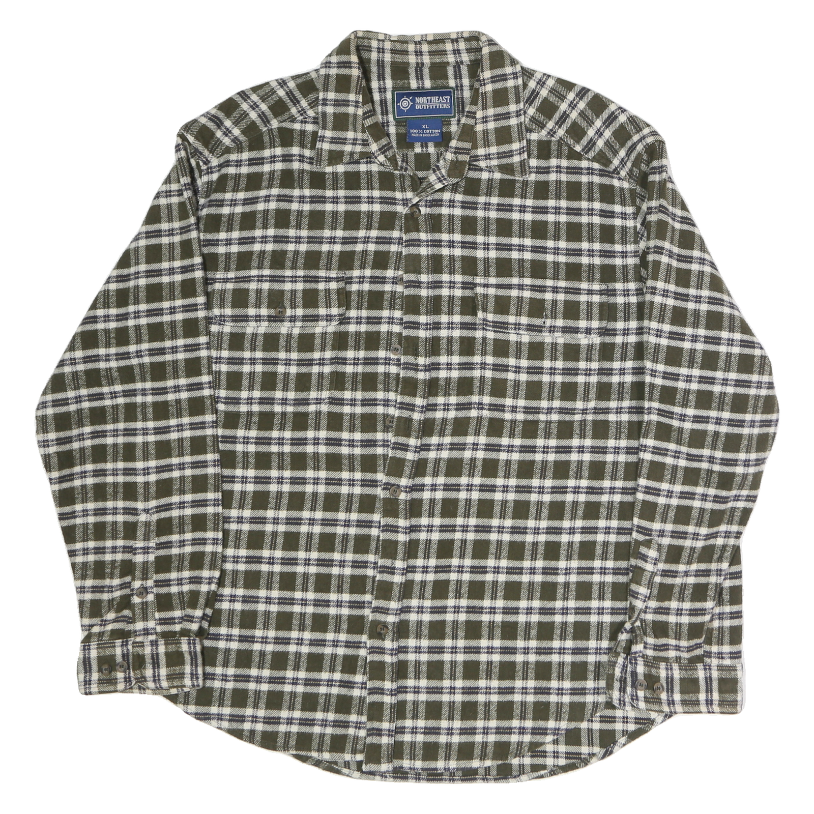 NORTHWEST OUTFITTERS Mens Green & White Check Shirt XL Casual Cotton Blend