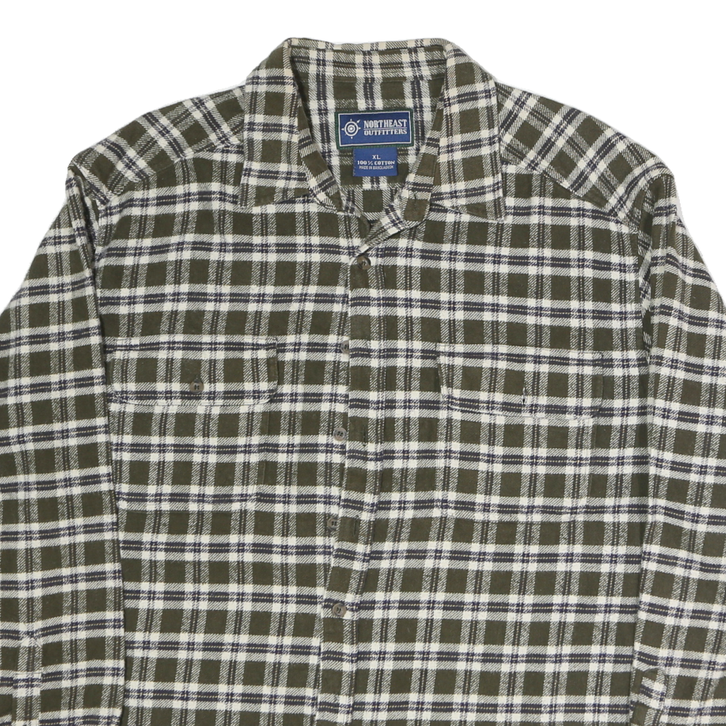 NORTHWEST OUTFITTERS Mens Green & White Check Shirt XL Casual Cotton Blend