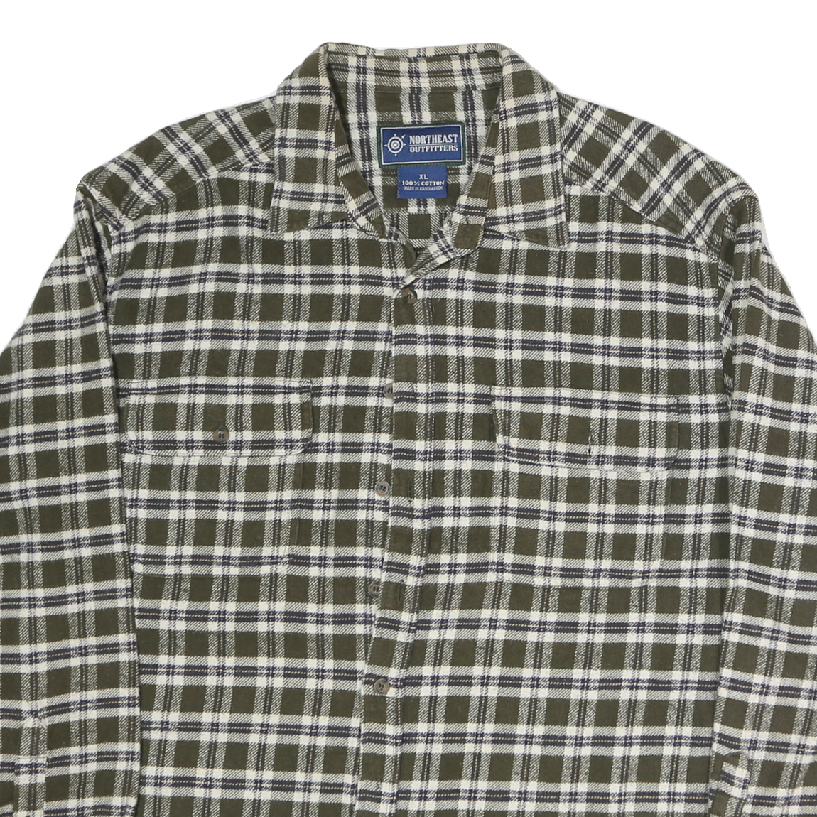 NORTHWEST OUTFITTERS Mens Green & White Check Shirt XL Casual Cotton Blend