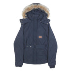 DIESEL Womens Navy Blue Quilted Jacket S Polyester Zip Hooded Warm Winter