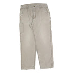 CARHARTT Mens Regular Fit Beige Cotton Blend Zip Trousers W36 L31 Workwear