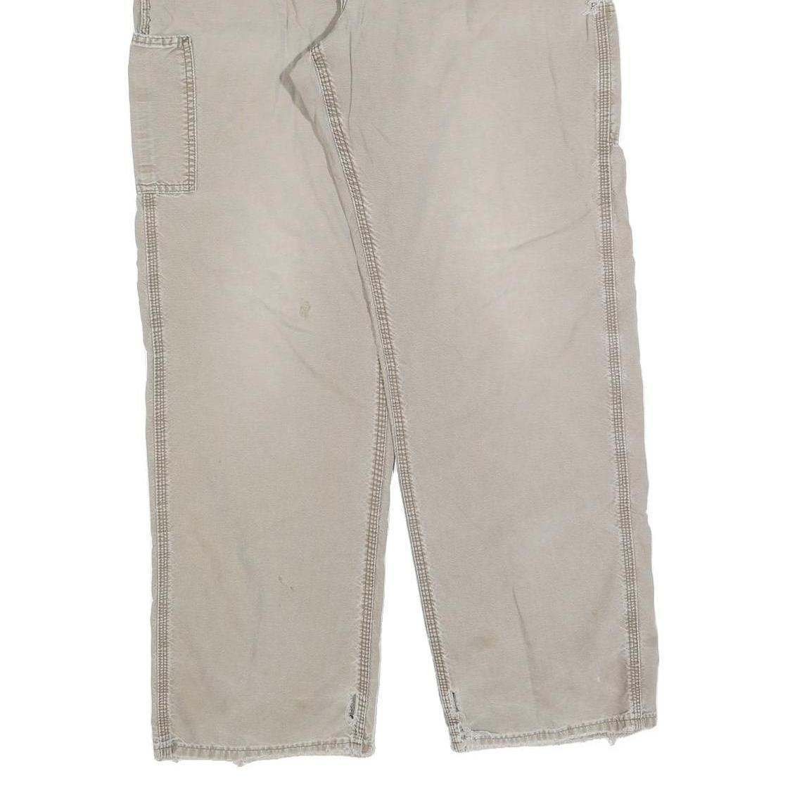 CARHARTT Mens Regular Fit Beige Cotton Blend Zip Trousers W36 L31 Workwear