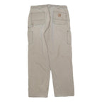 CARHARTT Mens Regular Fit Beige Cotton Blend Zip Trousers W36 L31 Workwear