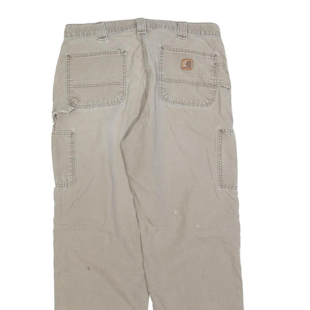 CARHARTT Mens Regular Fit Beige Cotton Blend Zip Trousers W36 L31 Workwear