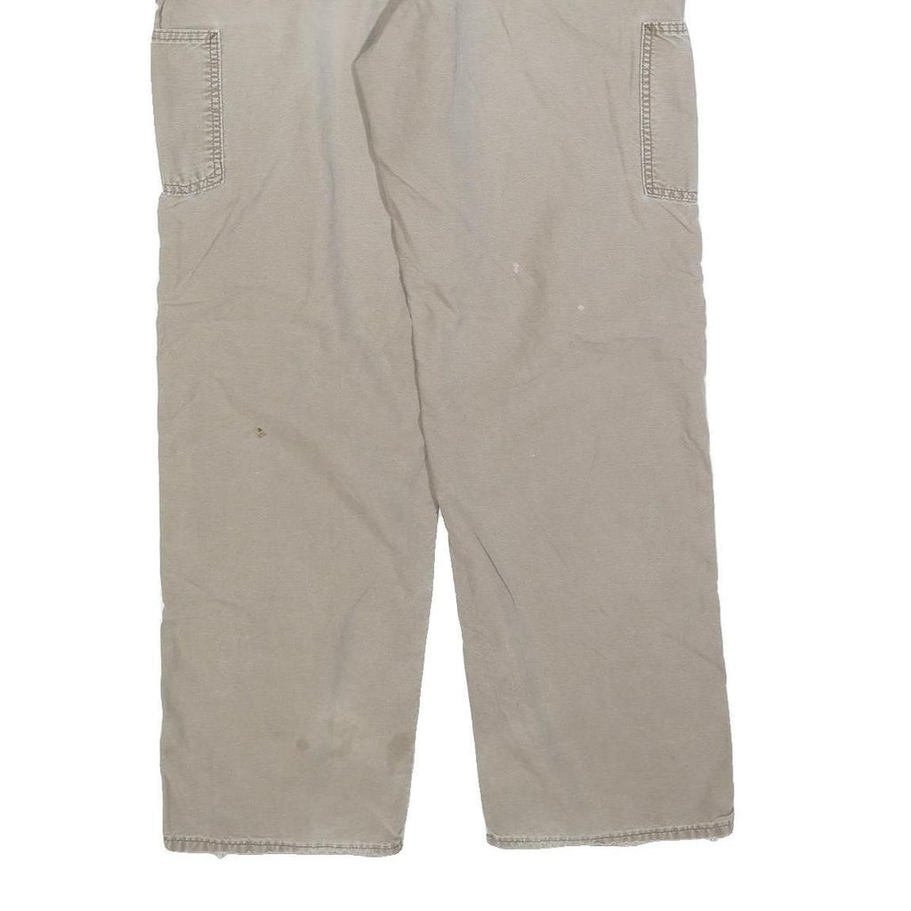 CARHARTT Mens Regular Fit Beige Cotton Blend Zip Trousers W36 L31 Workwear