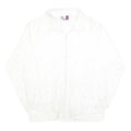 US BASIC Mens White Zip Up Nylon Jacket M Plain Lightweight Windbreaker