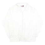 US BASIC Mens White Zip Up Nylon Jacket M Plain Lightweight Windbreaker