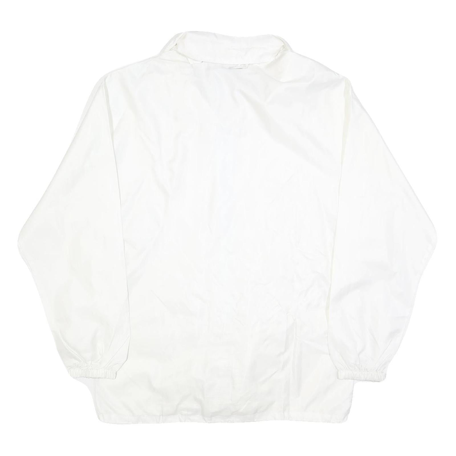 US BASIC Mens White Zip Up Nylon Jacket M Plain Lightweight Windbreaker