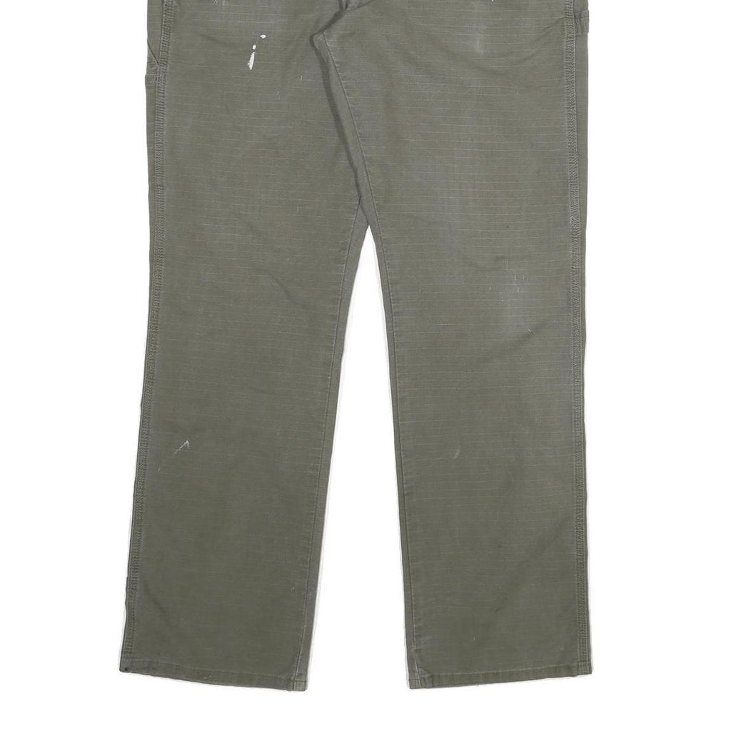 DICKIES Mens Cotton Blend Green Regular Straight Trousers W38 L34 Workwear Zip