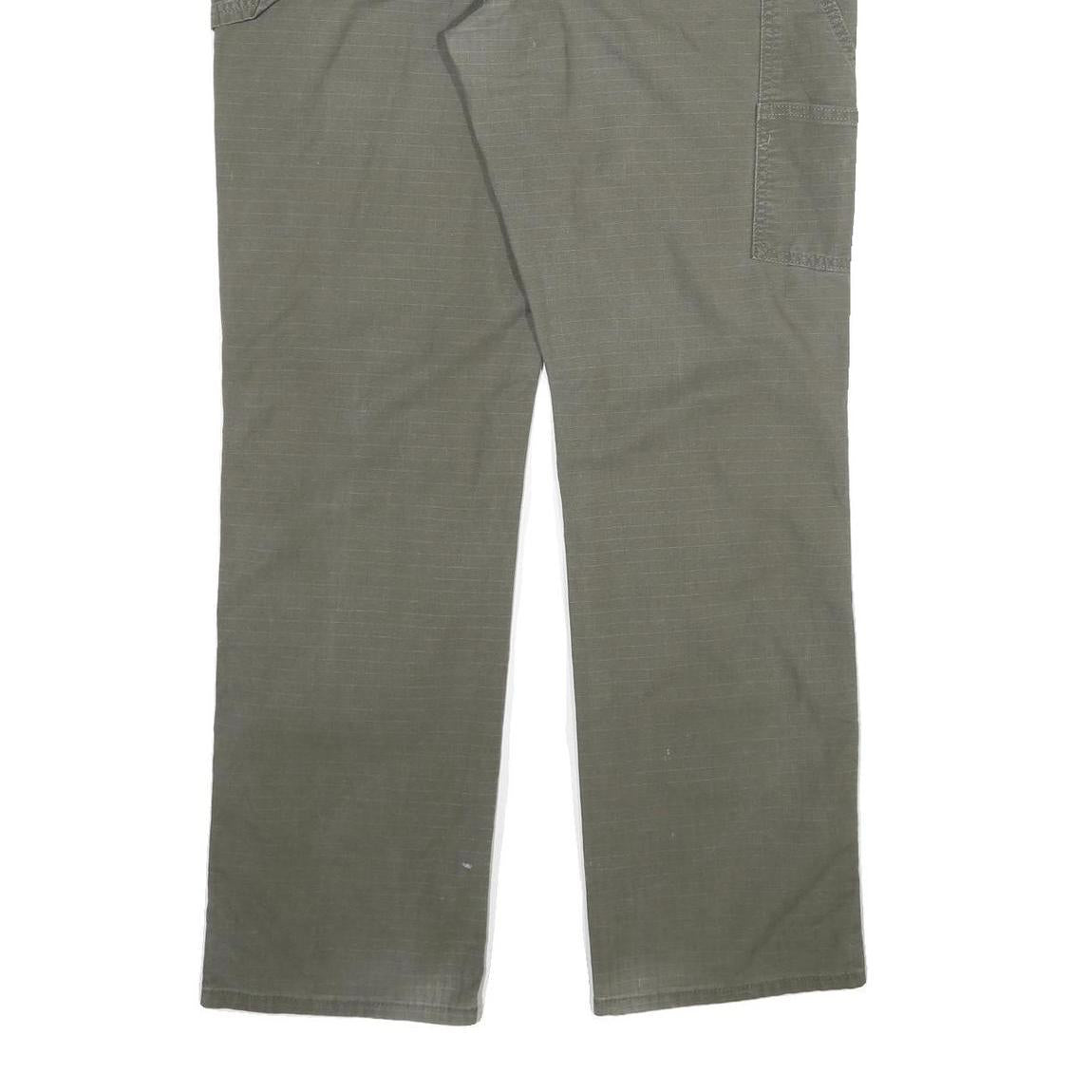 DICKIES Mens Cotton Blend Green Regular Straight Trousers W38 L34 Workwear Zip