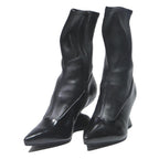 CHARLES & KEITH Womens Pointed Ankle Boots Black Leather UK 3 Stylish Heel