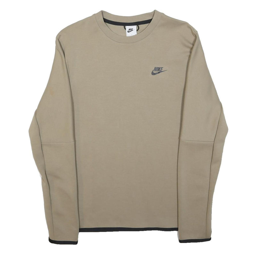NIKE Mens Beige Sweatshirt Crew Neck S Lightweight Casual Pullover
