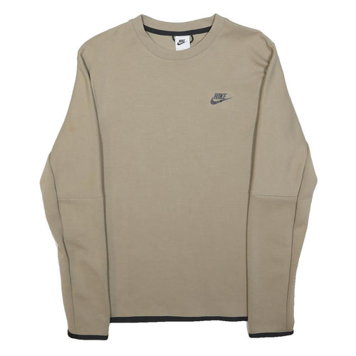 NIKE Mens Beige Sweatshirt Crew Neck S Lightweight Casual Pullover