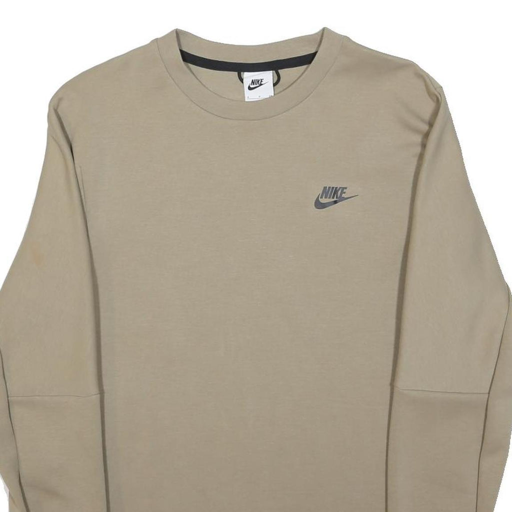 NIKE Mens Beige Sweatshirt Crew Neck S Lightweight Casual Pullover
