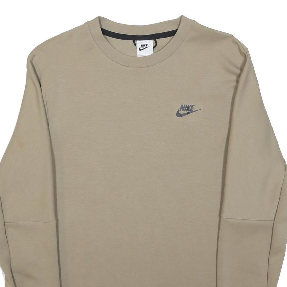 NIKE Mens Beige Sweatshirt Crew Neck S Lightweight Casual Pullover