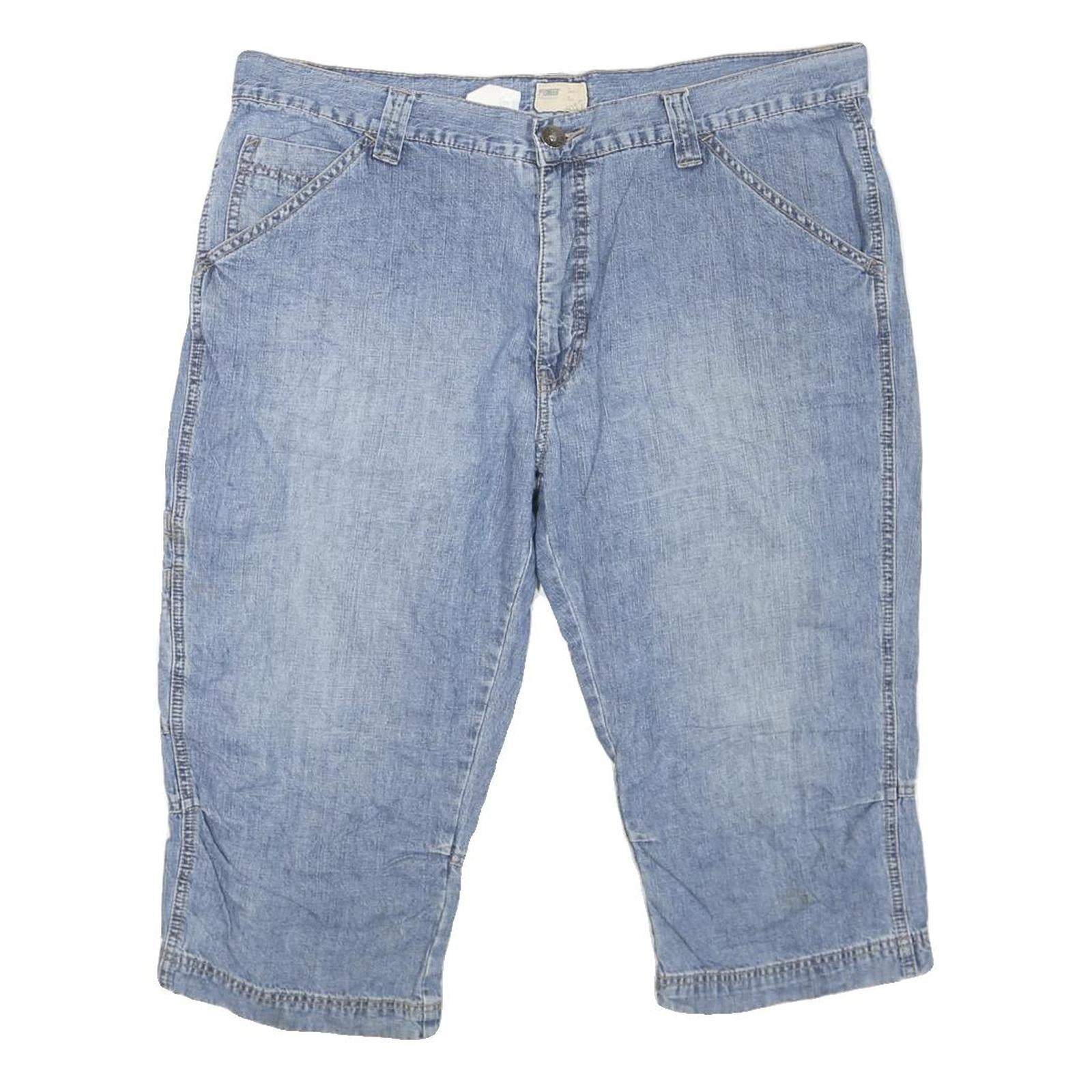 Mens Blue Casual Cotton Blend Shorts XL W42 Relaxed Fit Light Denim Style