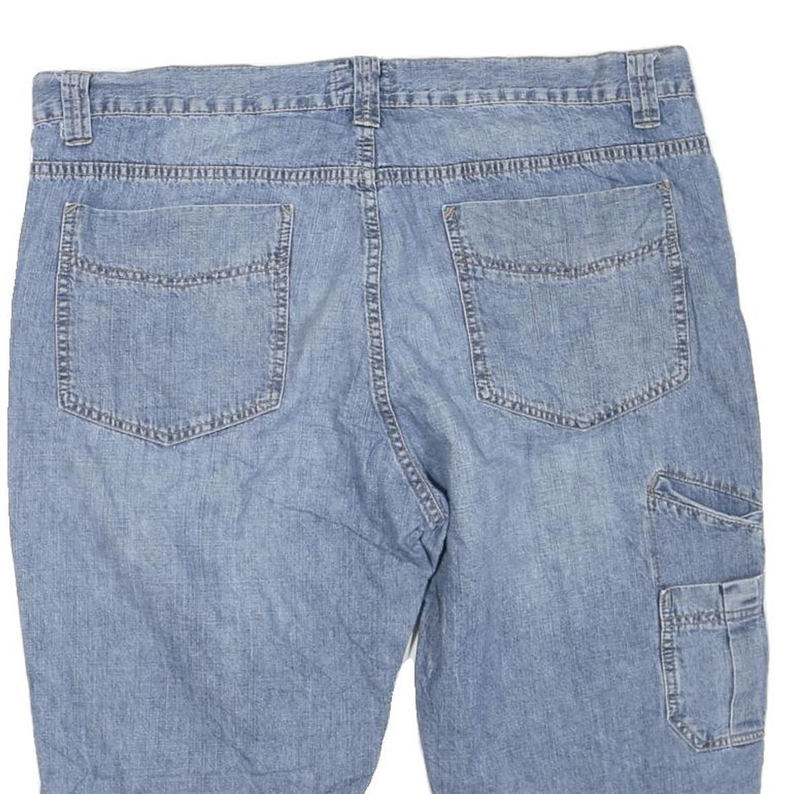 Mens Blue Casual Cotton Blend Shorts XL W42 Relaxed Fit Light Denim Style