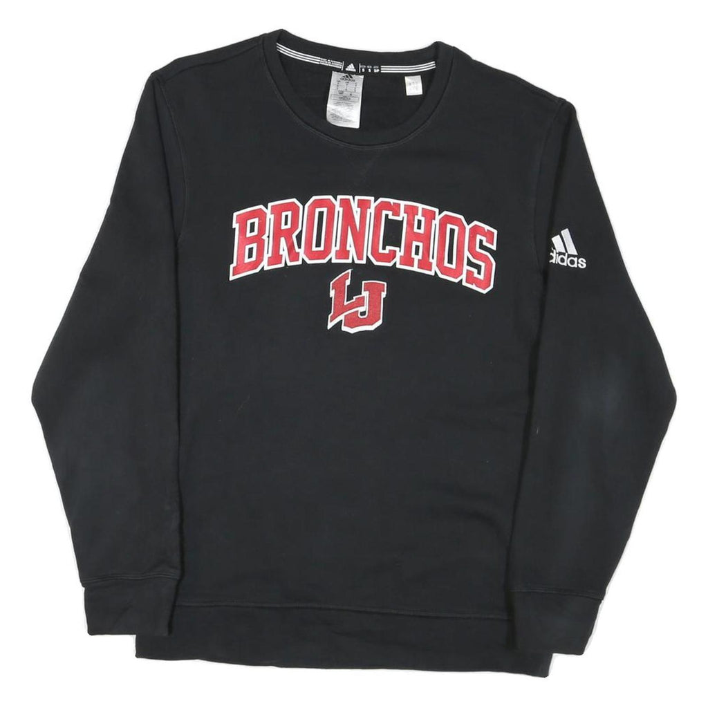 ADIDAS Mens Black Broncos Crew Neck S Cotton Blend Sweatshirt Pullover