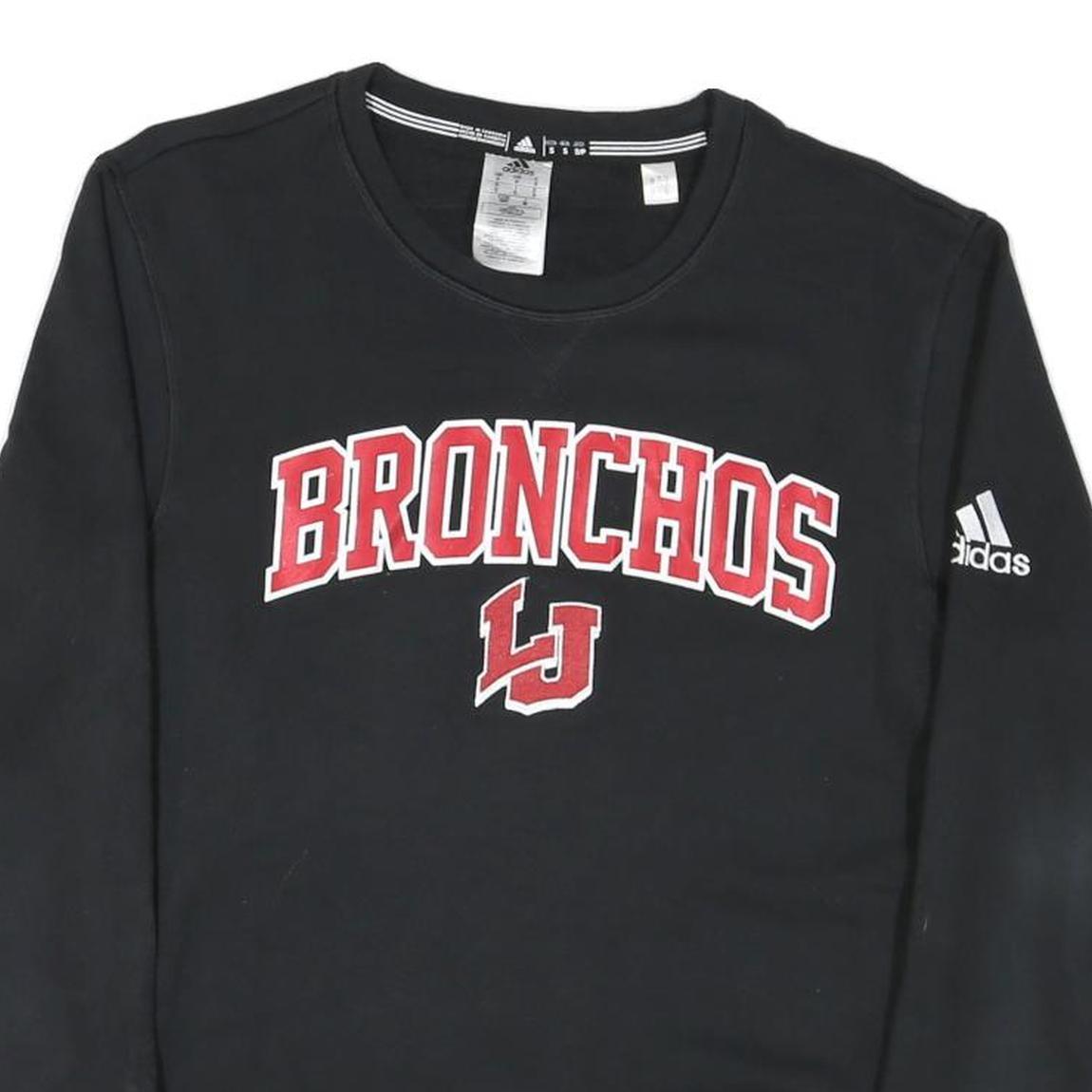 ADIDAS Mens Black Broncos Crew Neck S Cotton Blend Sweatshirt Pullover