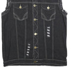 FASHION Womens Black Cotton Denim Sleeveless Jacket 3XL Distressed Biker Style