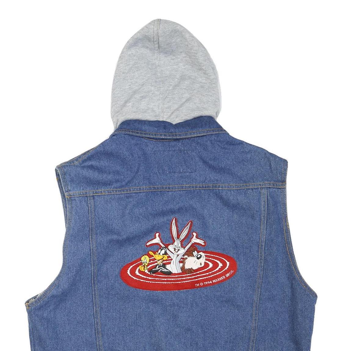 EAGLE RIDGE Mens Blue Denim Looney Tunes Jacket S Cotton Blend Button Closure