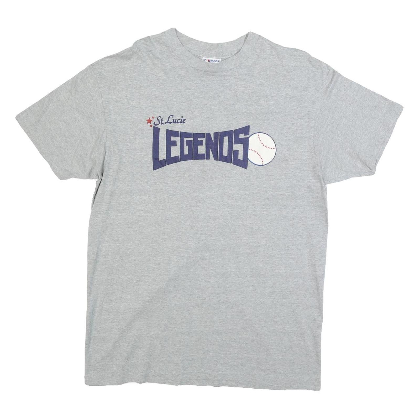 HANES Mens Grey St Lucie Legends Graphic T-Shirt XL Short Sleeve Crew Neck