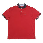 TOMMY HILFIGER Mens Red Polo Shirt L Short Sleeve Cotton Classic Fit