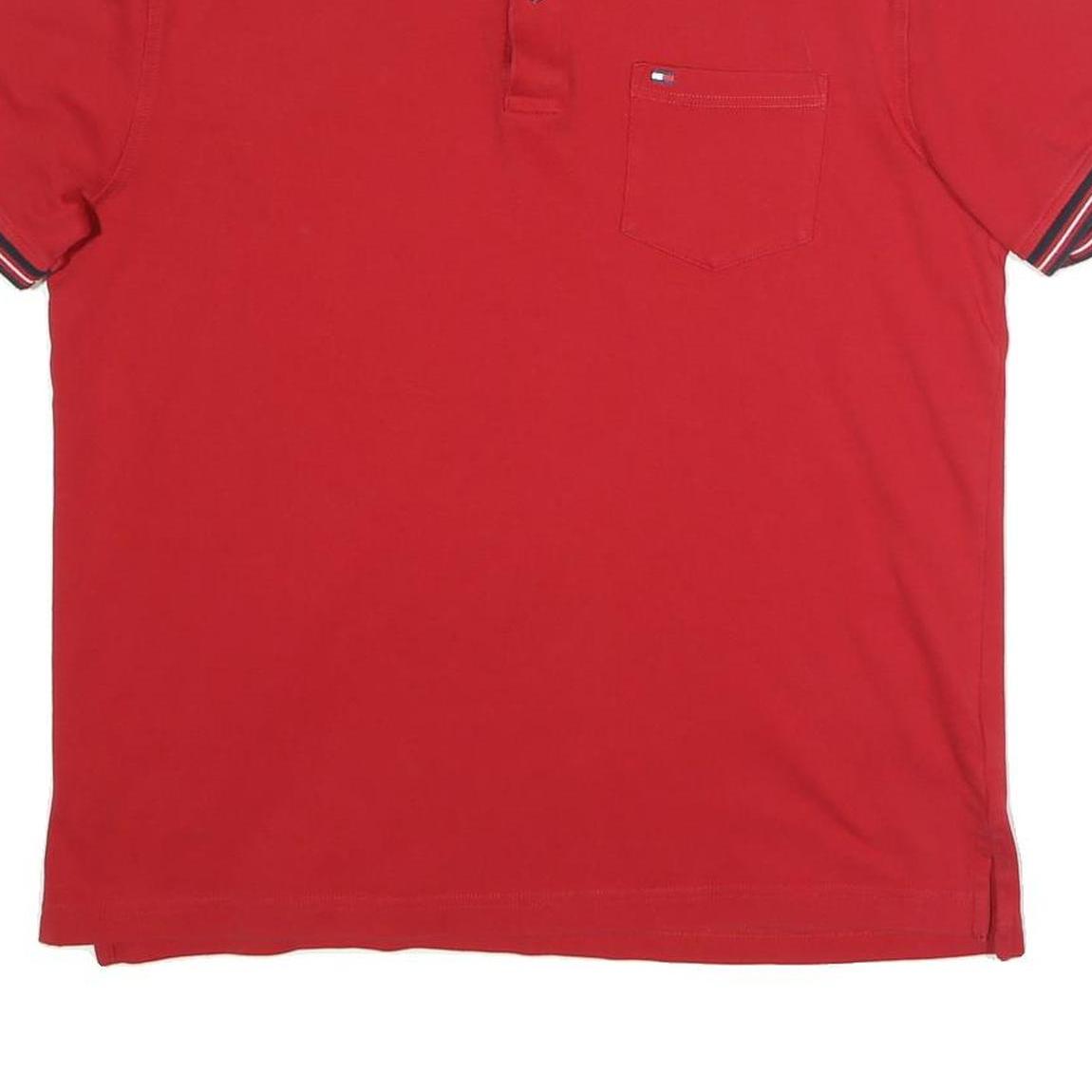 TOMMY HILFIGER Mens Red Polo Shirt L Short Sleeve Cotton Classic Fit