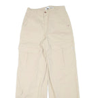 BERSHKA Womens Beige Relaxed Wide-Leg Trousers W26 L30 Casual Cotton Blend Zip