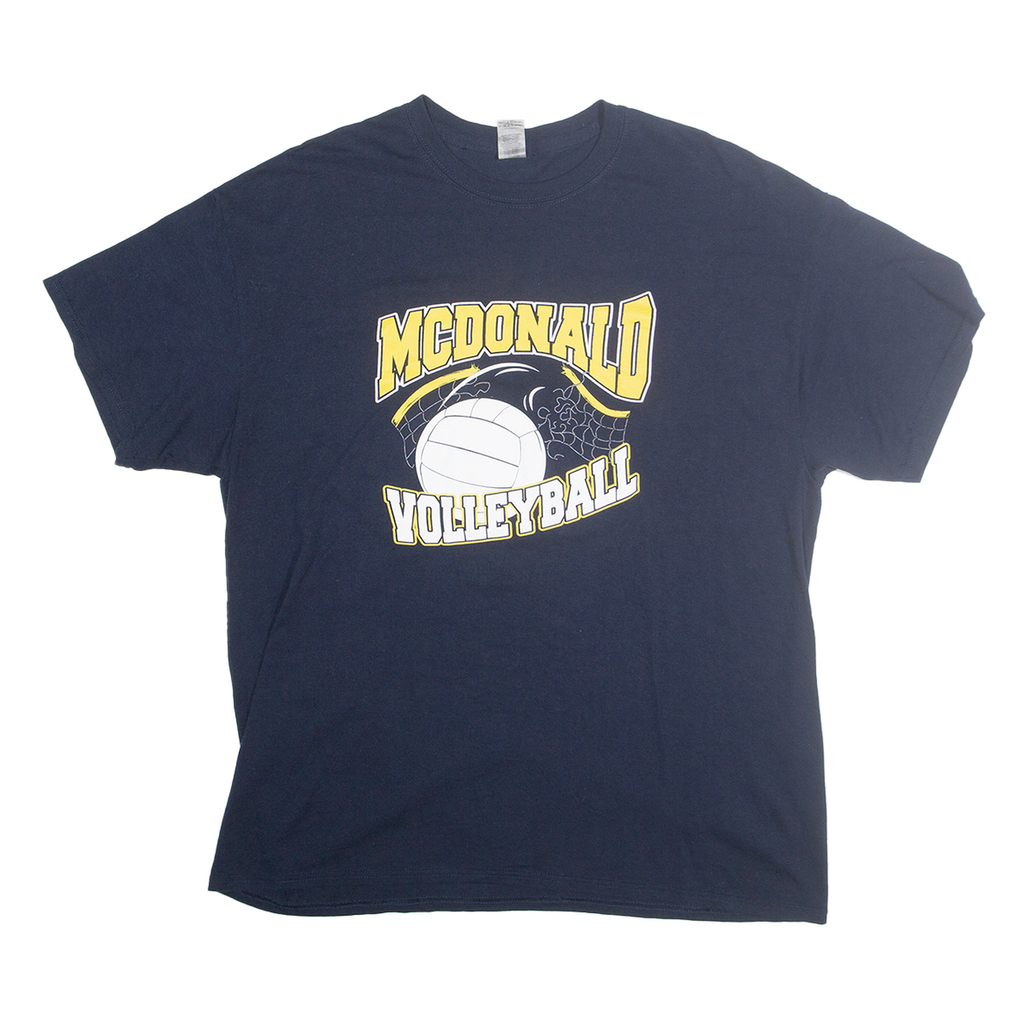 GILDAN Mens Navy Blue Volleyball Graphic T-Shirt XL Short Sleeve Crew Neck