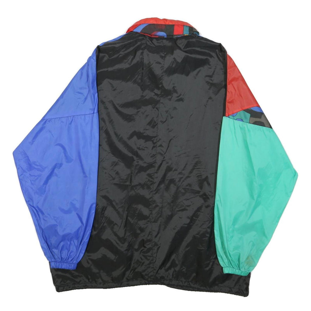 Mens Blue & Red Colourblock Nylon Zip-Up Jacket XL Retro Lightweight Casual