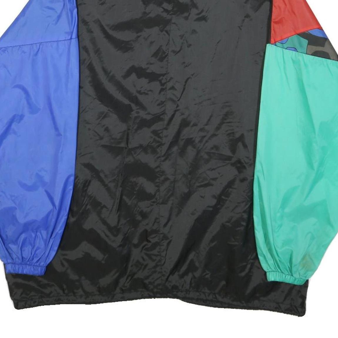 Mens Blue & Red Colourblock Nylon Zip-Up Jacket XL Retro Lightweight Casual