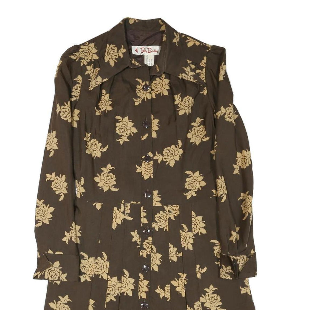 BETTY BARCLAY Womens Brown & Beige Floral Shirt Dress Polyester Blend Long