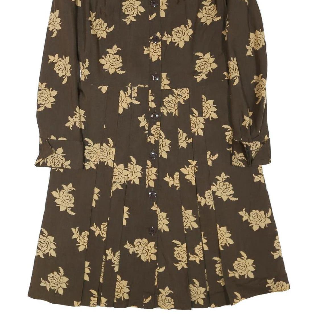 BETTY BARCLAY Womens Brown & Beige Floral Shirt Dress Polyester Blend Long