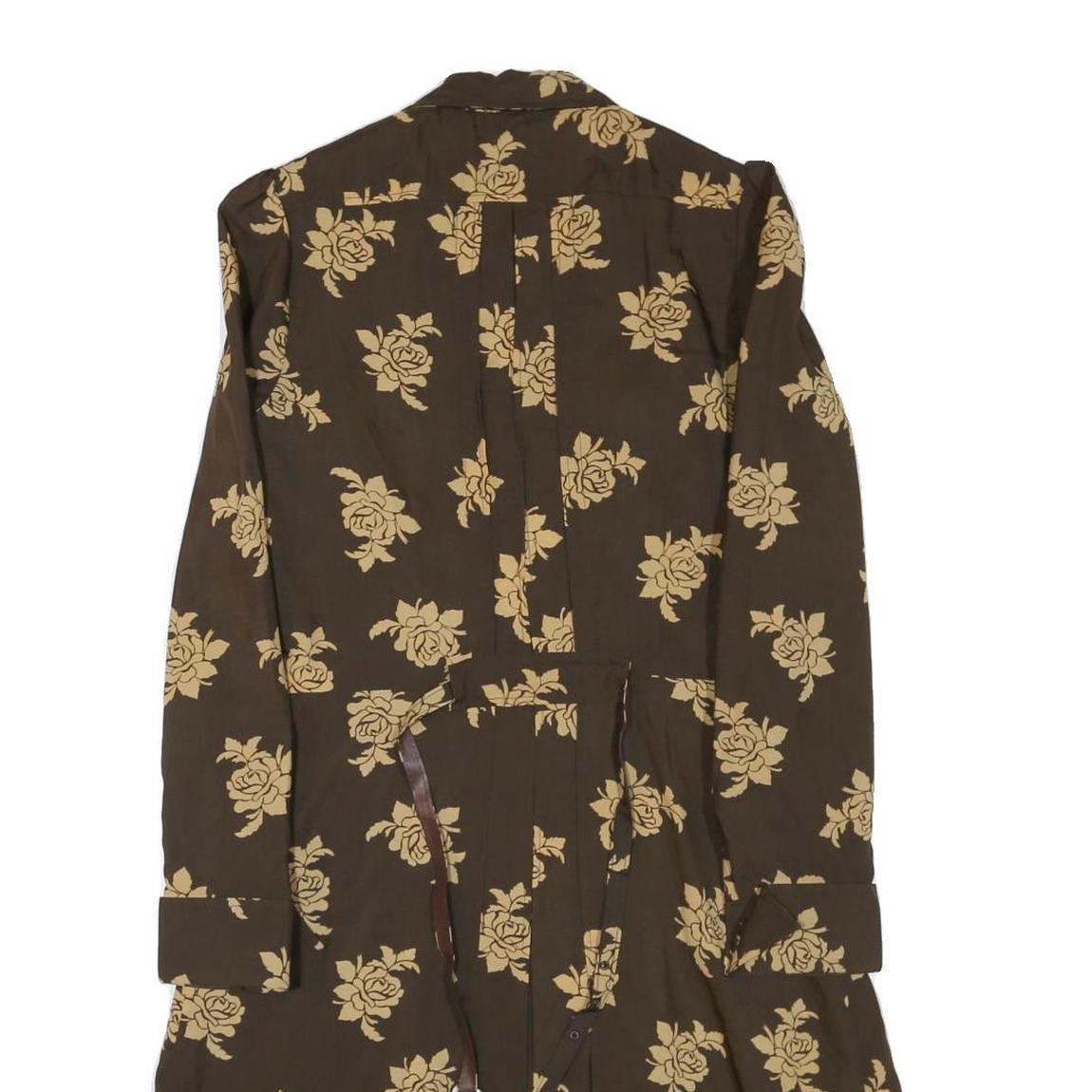 BETTY BARCLAY Womens Brown & Beige Floral Shirt Dress Polyester Blend Long